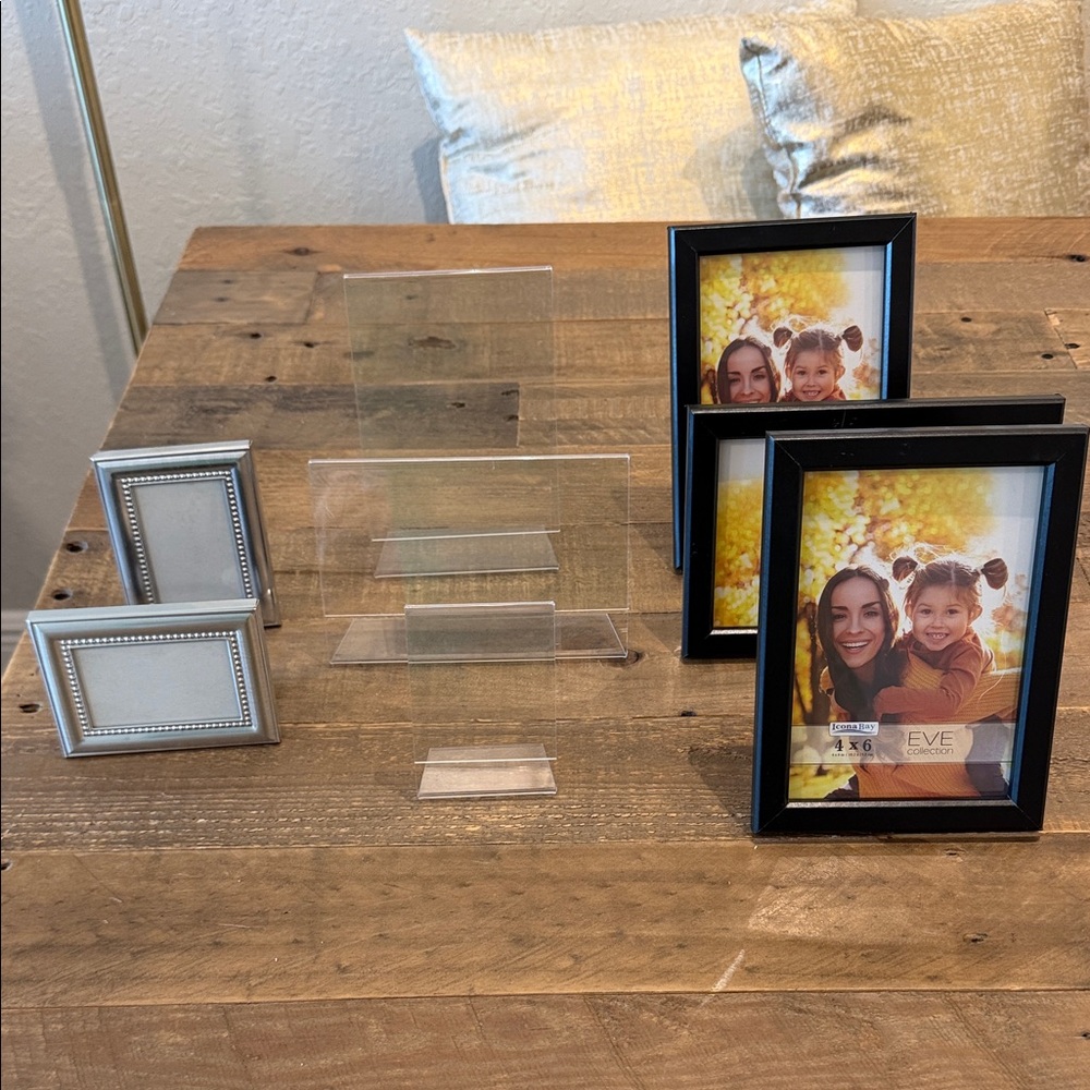 Lot of 8 Black and Silver photo frames